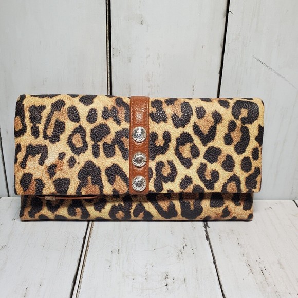 Brighton Handbags - BRIGHTON NOLITA LEOPARD PRINT LARGE FOLDOVER WALLET LEATHER MAGNET CLOSE EUC